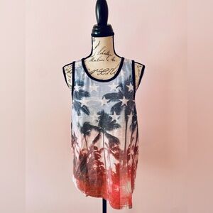Mens Patriotic Palm Tree Tank Top Size Large
